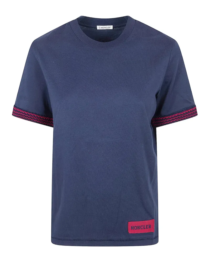 Moncler contrasting-trim T-shirt - Blau Blau