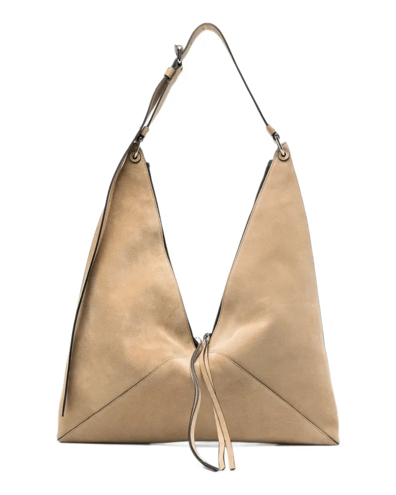 Moschino Schultertasche aus Wildleder mit geometrischem Design - Nude Nude