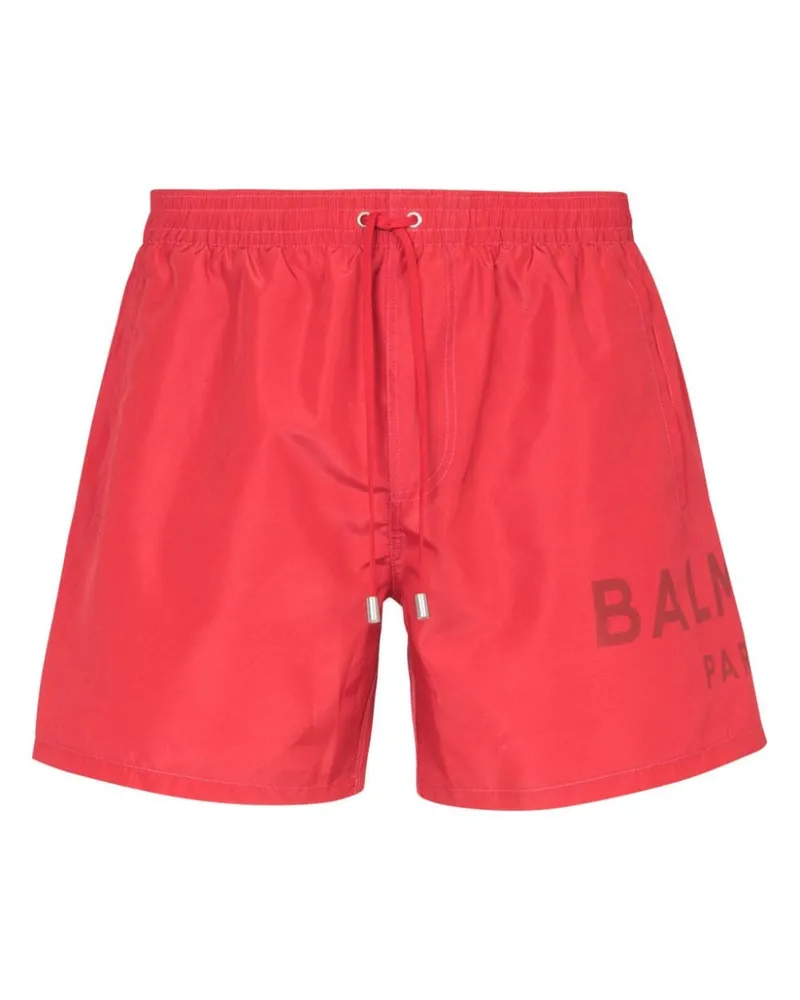 Balmain Badeshorts mit Kordelzug Rot