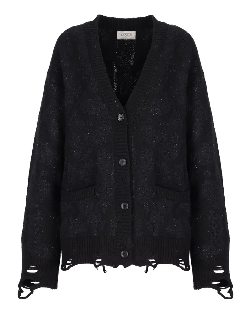 Laneus Cardigan im Distressed-Look - Schwarz Schwarz