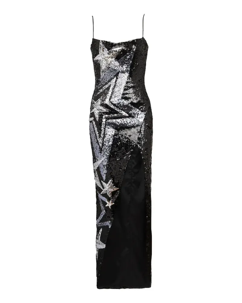 Balmain Maxikleid mit Pailletten - Schwarz Schwarz