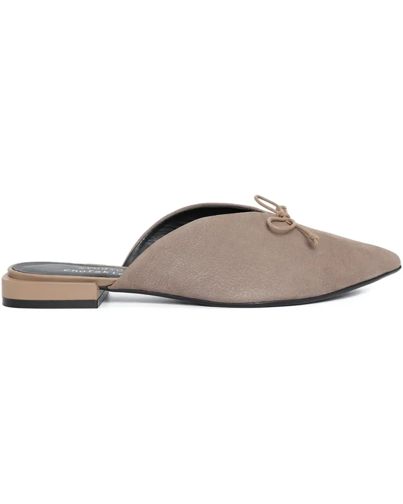 Sarah Chofakian Mules aus Wildleder - Nude Nude