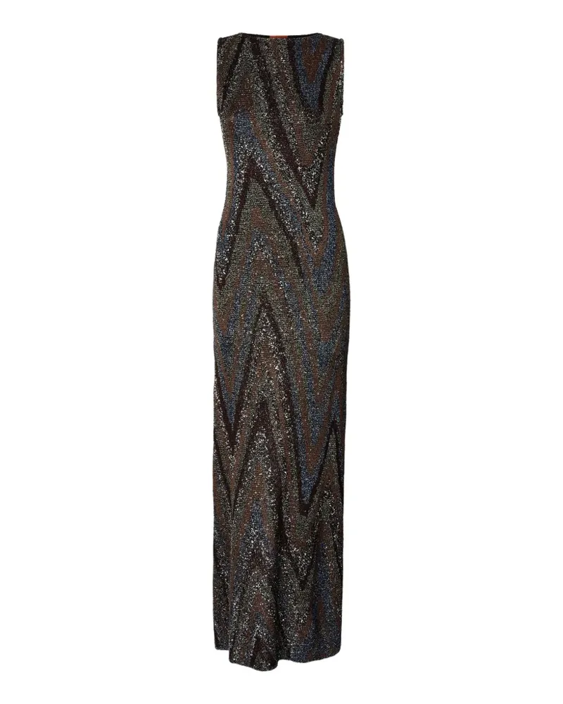 Missoni Zickzackstrickkleid mit Pailletten - Braun Braun