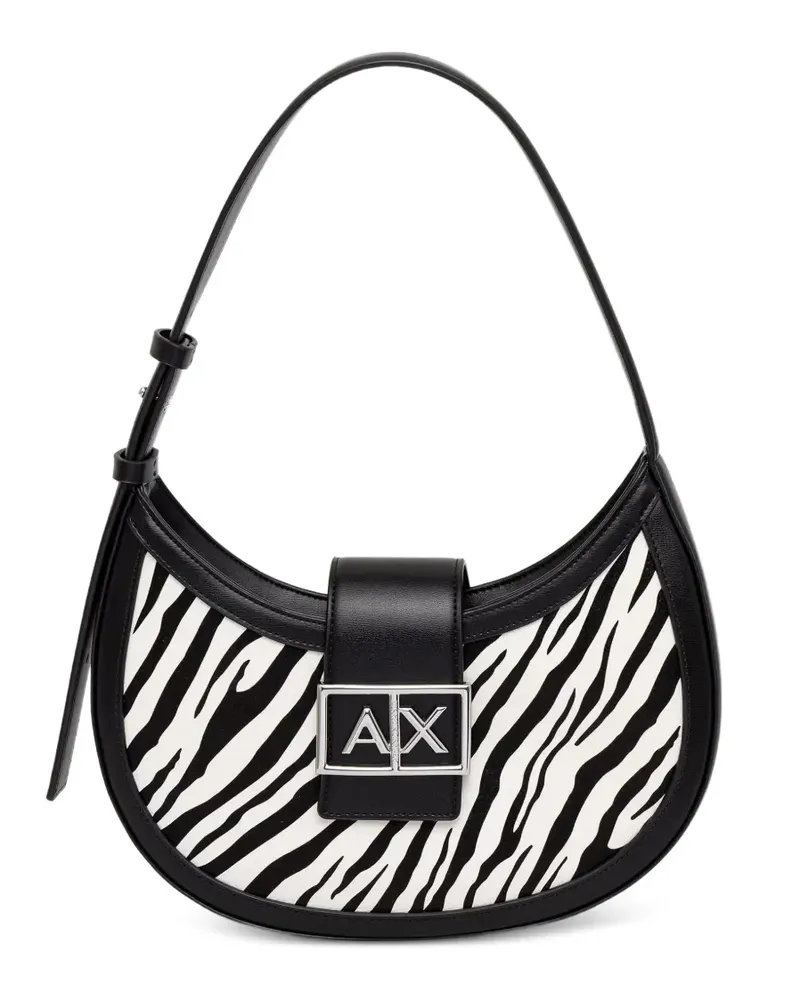 Armani Exchange Schultertasche mit Zebra-Print - Schwarz Schwarz