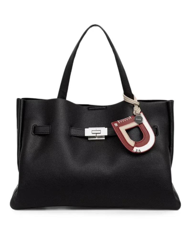 DKNY logo-charm pebbled tote bag - Schwarz Schwarz