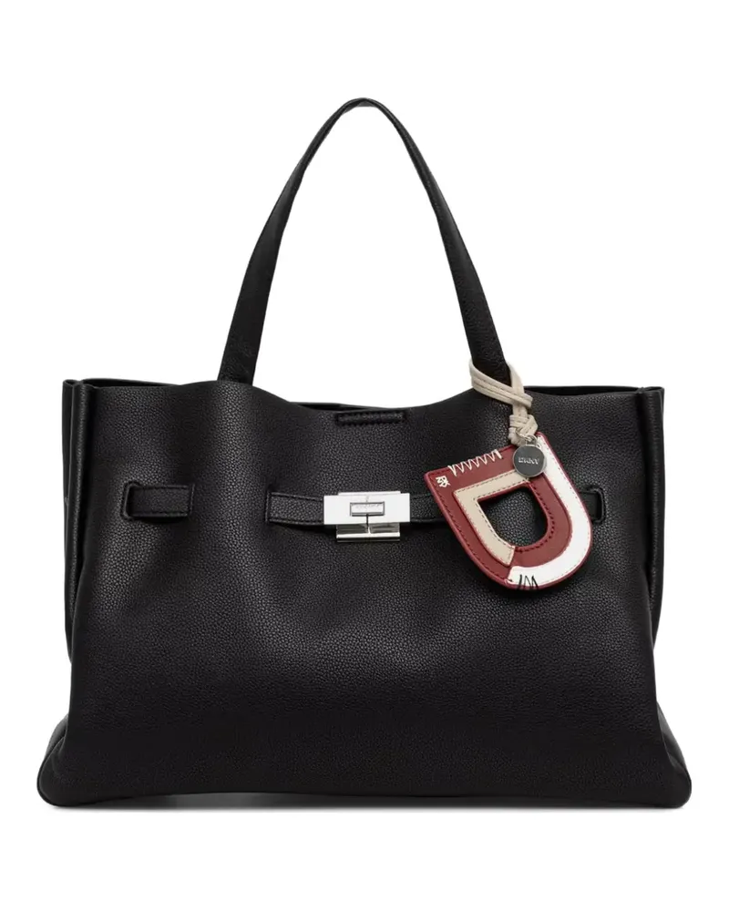 DKNY Gekörnter Tote Bag mit Logo-Anhänger - Schwarz Schwarz