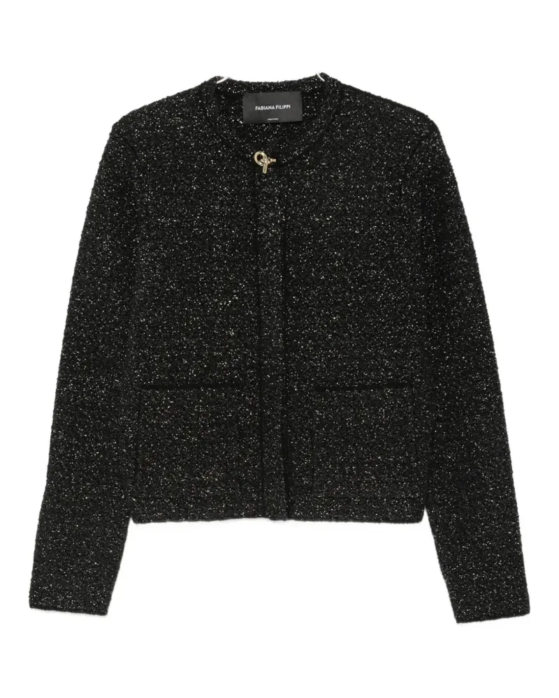 Fabiana Filippi Bouclé-Jacke mit Metallic-Garn - Schwarz Schwarz