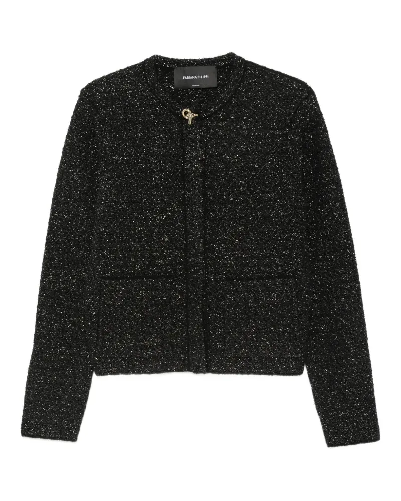 Fabiana Filippi Bouclé-Jacke mit Metallic-Garn - Schwarz Schwarz