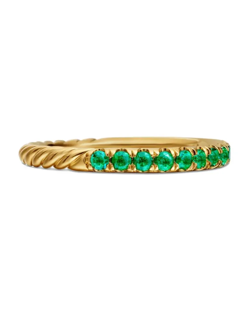 David Yurman 18kt Cable Collectibles Gelbgoldring mit Smaragd (2mm Gold