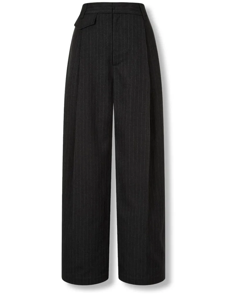 STUDIO TOMBOY Gestreifte Wide-Leg-Hose - Schwarz Schwarz