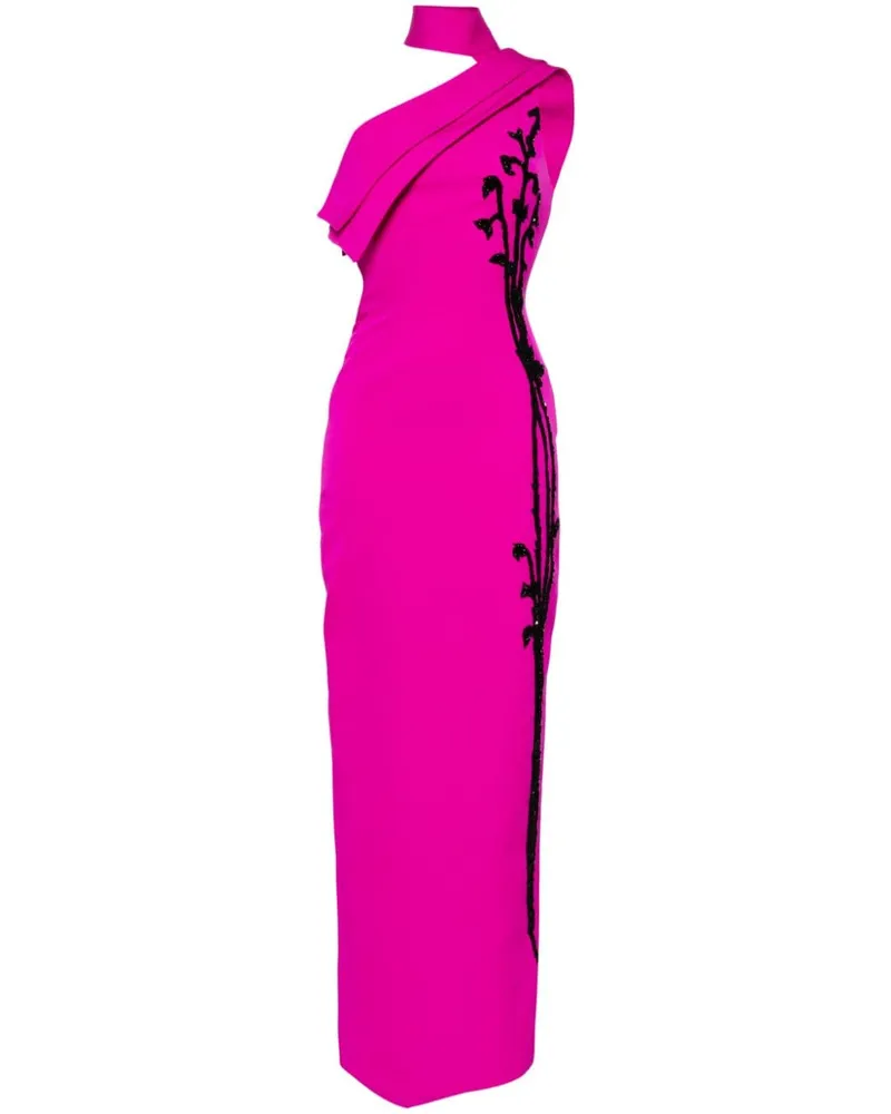 Saiid Kobeisy One-Shoulder-Abendkleid mit Perlendetail - Rosa Rosa