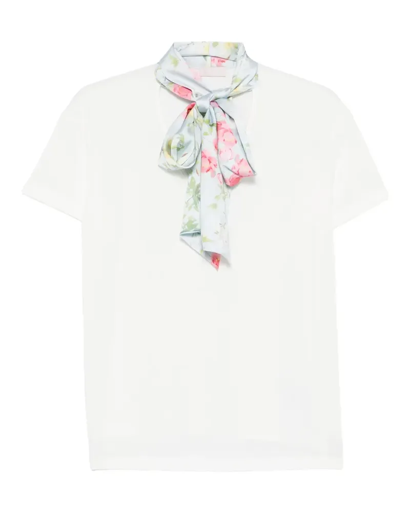 Liu Jo T-Shirt mit Schleifenkragen - Weiß Weiß