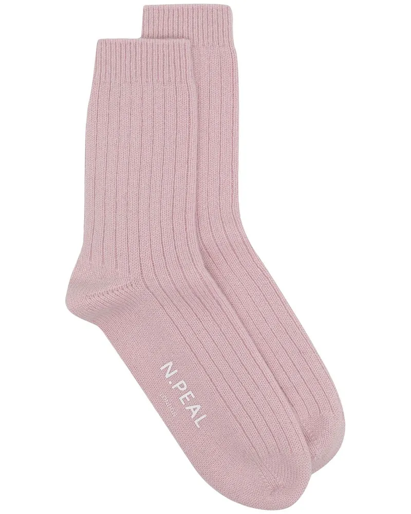 N.Peal Gerippte Kaschmir-Socken - Rosa Rosa