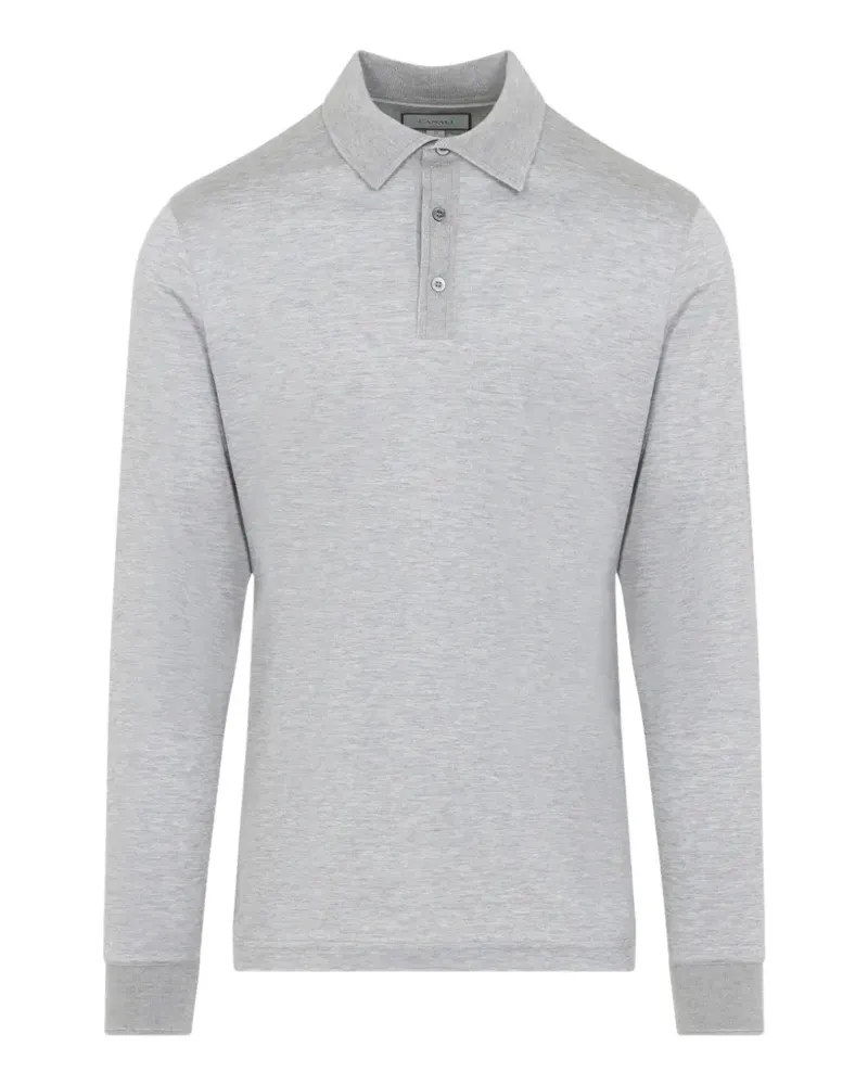 Canali Langärmeliges Poloshirt - Grau Grau