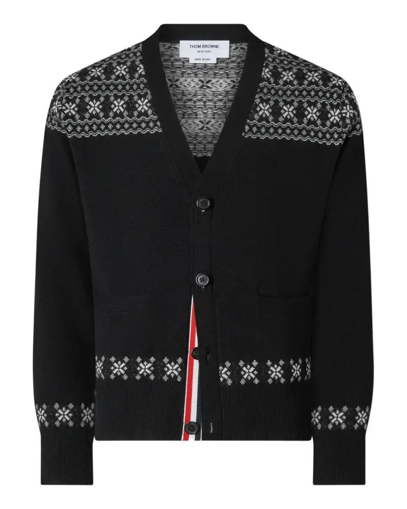 Thom Browne Fair Isle Cardigan aus Jacquard - Schwarz Schwarz