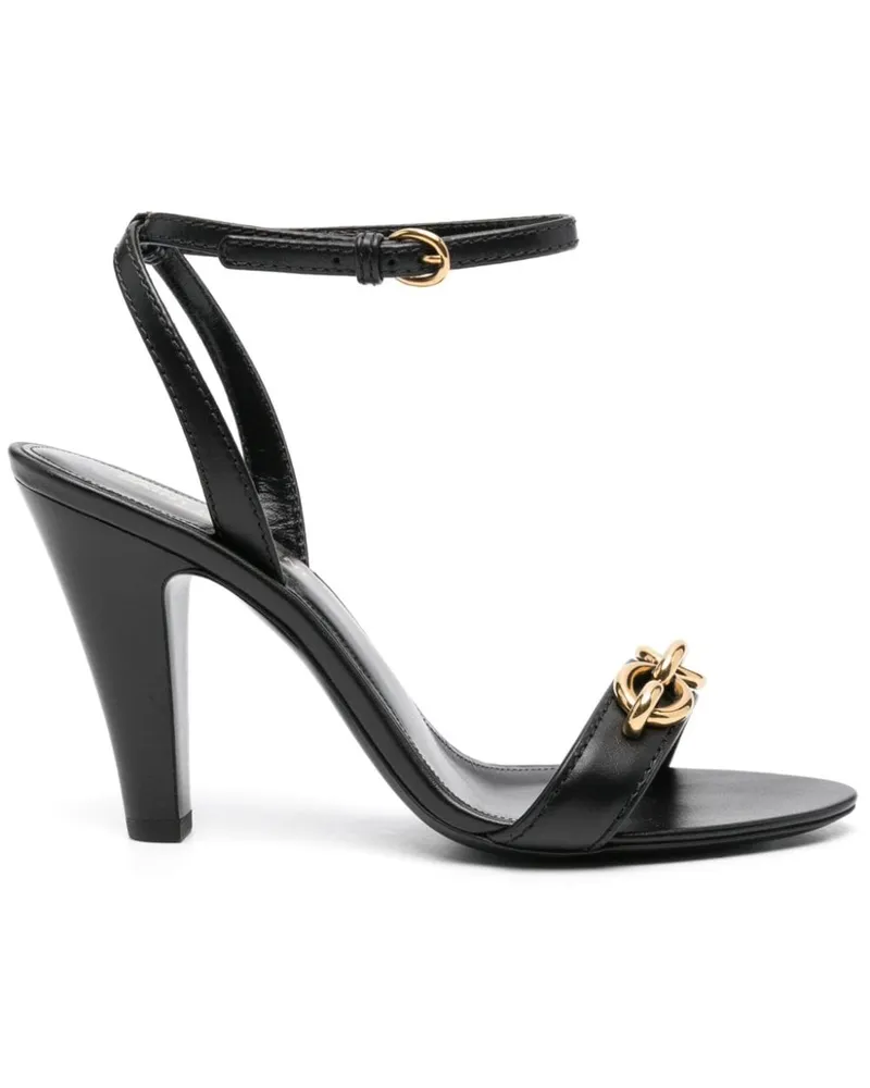 Saint Laurent Flache Le Maillon Sandalen 95mm - Schwarz Schwarz