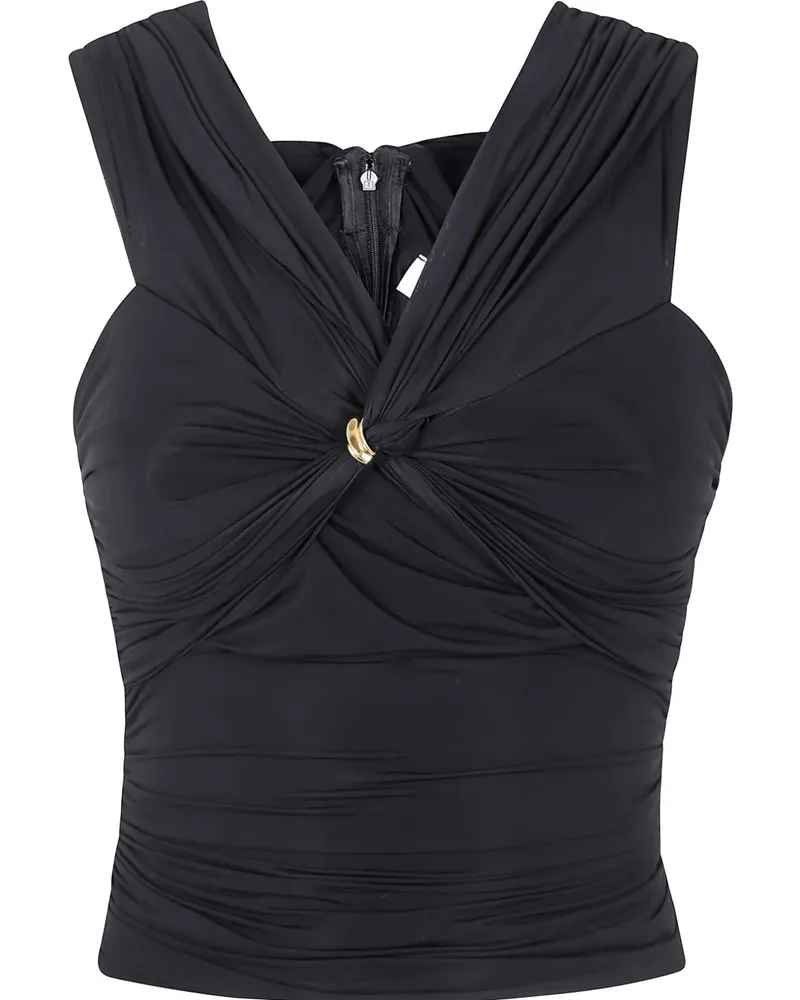 Elisabetta Franchi Organza-Oberteil mit Schmuckdetail - Schwarz Schwarz