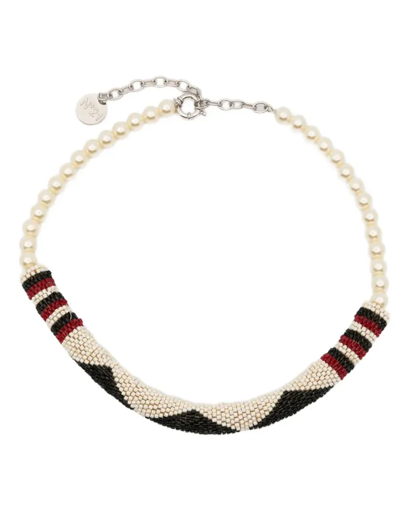 N° 21 beaded faux-pearl necklace - Silber Silber