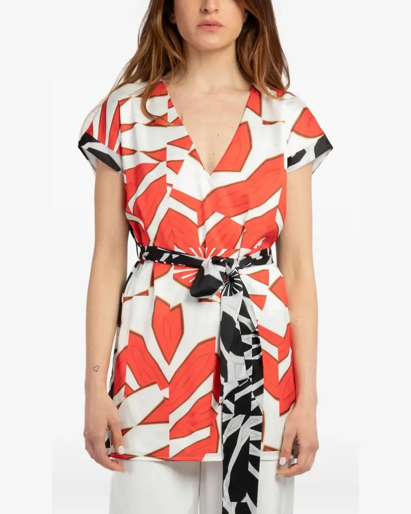 Twin-Set Kurzärmelige Bluse mit V-Ausschnitt - Rot Rot