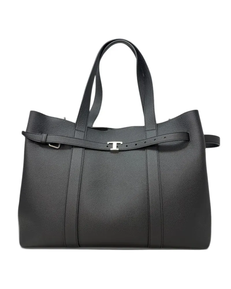 TOD'S shopping bag in leather large - Schwarz Schwarz