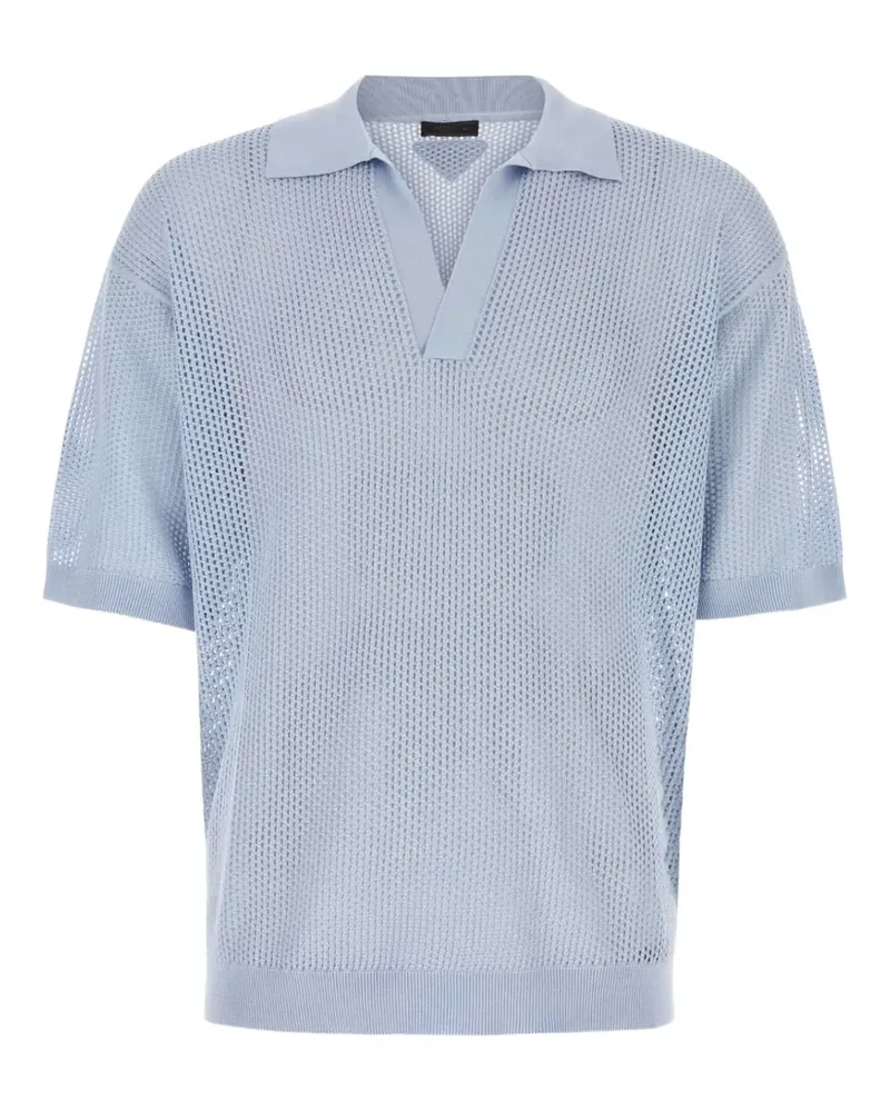 Prada Poloshirt aus Mesh-Strick - Blau Blau