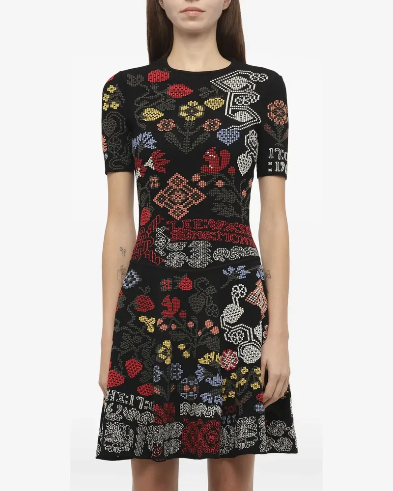 Alexander McQueen Minikleid mit floralem Muster - Schwarz Schwarz