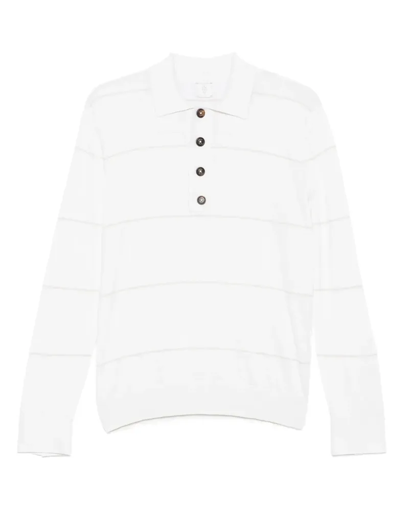 Eleventy Gestreiftes Poloshirt - Weiß Weiß