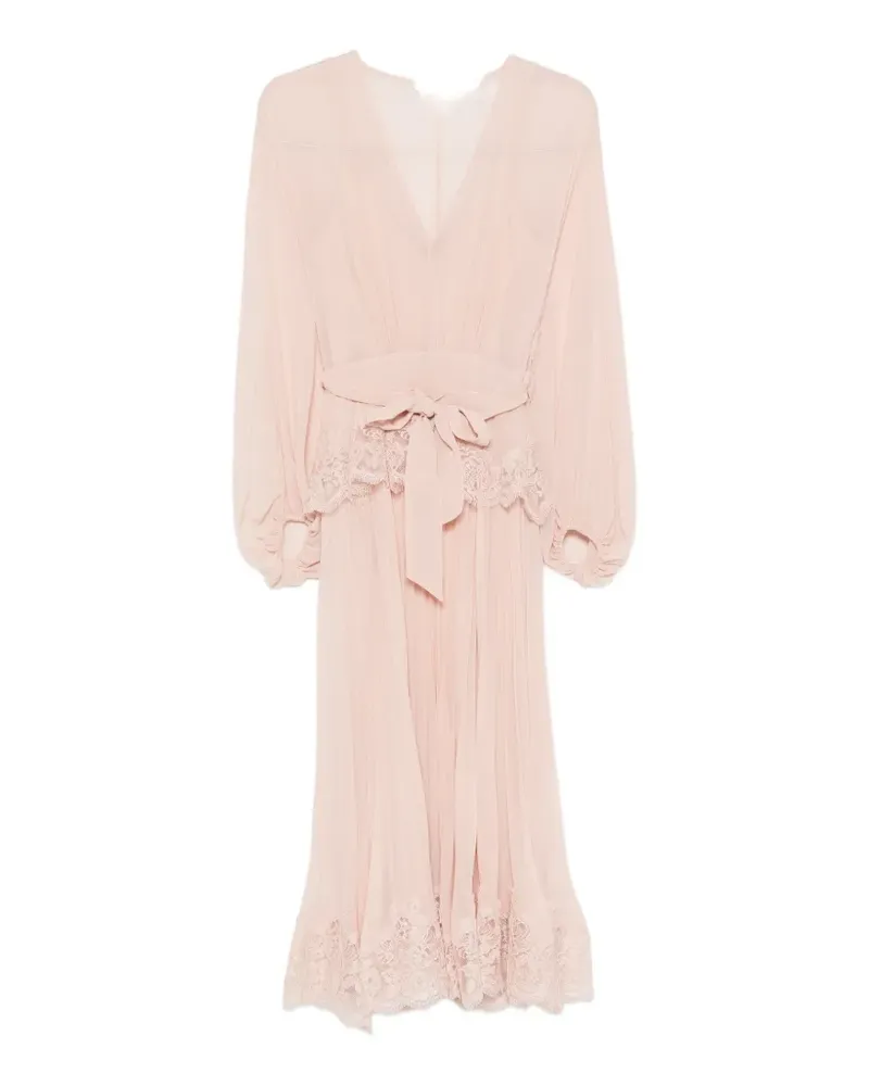 Zimmermann Minikleid mit Spitzenbesatz - Rosa Rosa