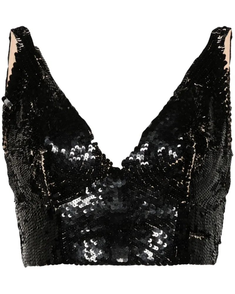 P.A.R.O.S.H. P.A.R.O H. Cropped-Top mit Pailletten - Schwarz Schwarz