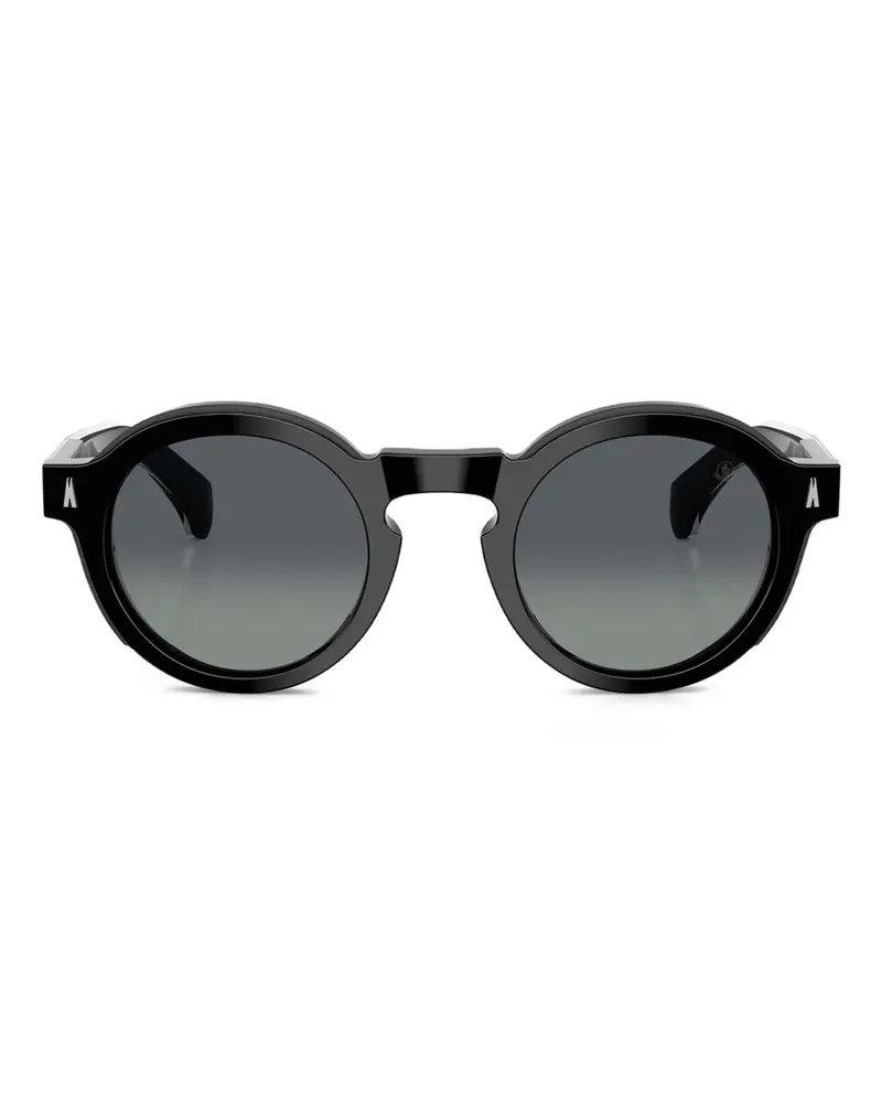Moncler Sonnenbrille mit rundem Gestell - Schwarz Schwarz