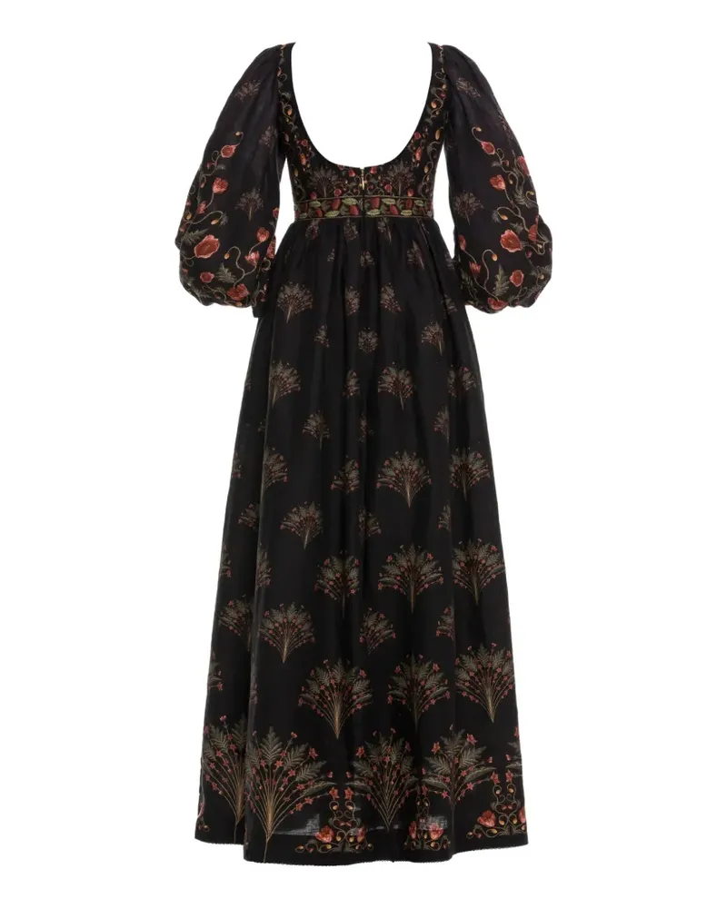 AGUA BENDITA Viviane Soledad Maxikleid mit Ballonärmeln - Schwarz Schwarz