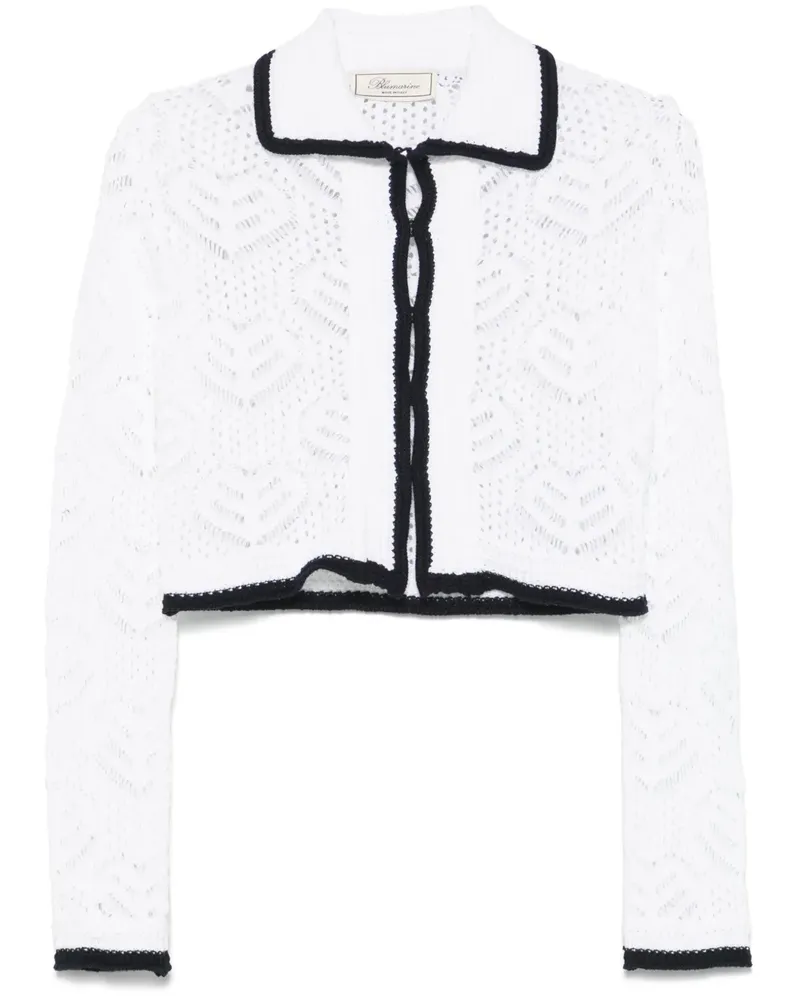Blumarine Cardigan mit Lochstrickmuster - Weiß Weiß