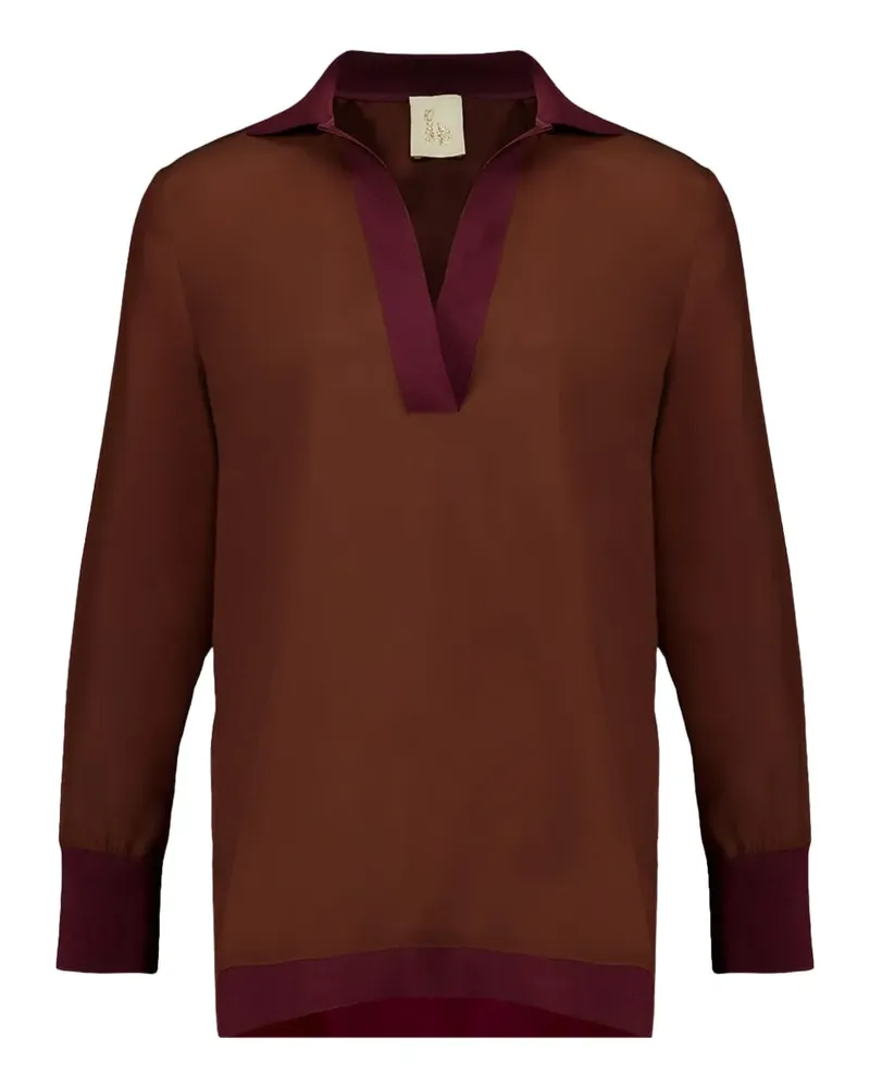 PAULA Diane Langarmshirt mit V-Ausschnitt - Braun Braun