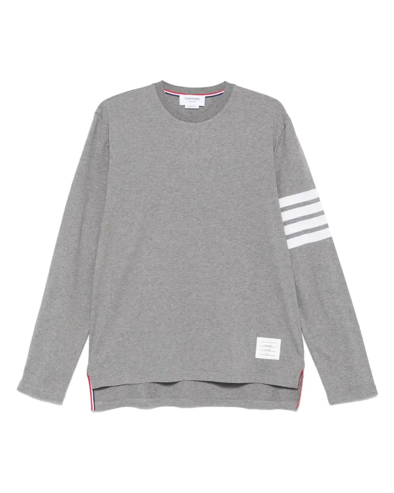 Thom Browne T-Shirt mit 4-Streifen-Logo - Grau Grau