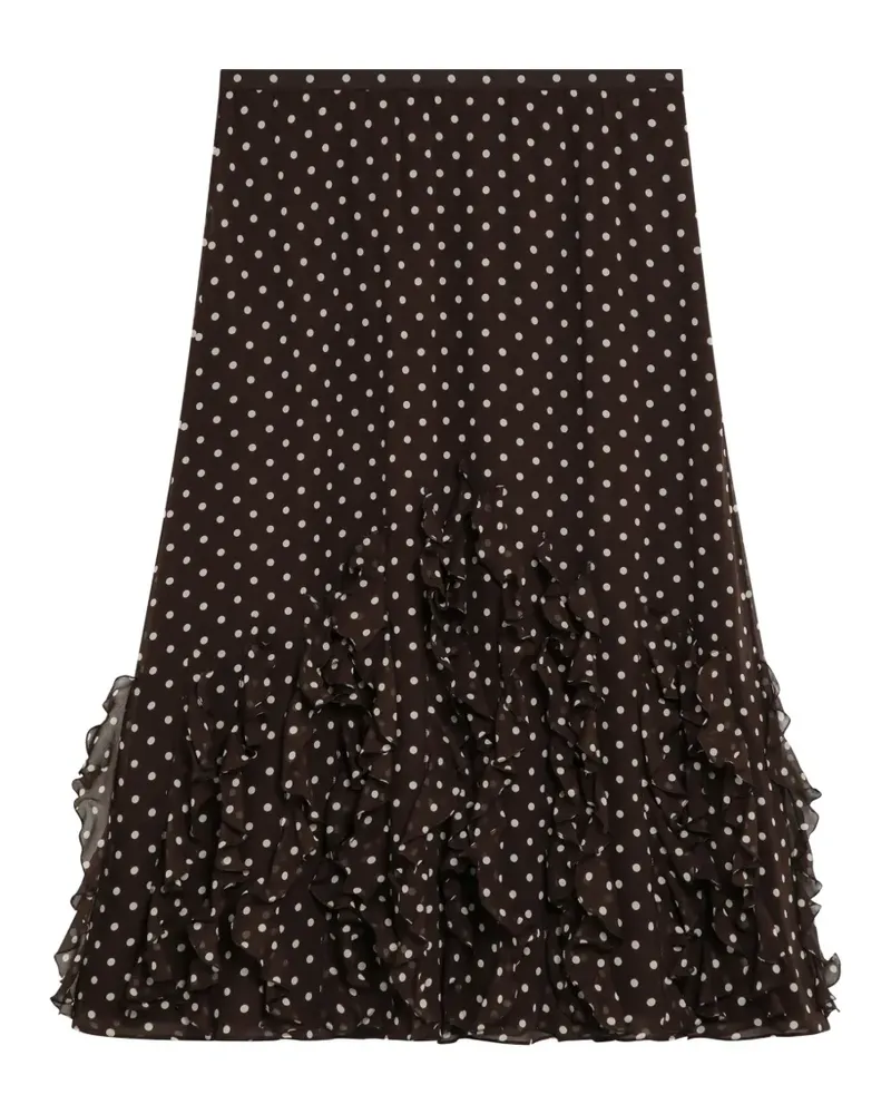 Valentino Garavani Gerüschter Rock mit Polka Dots - Braun Braun