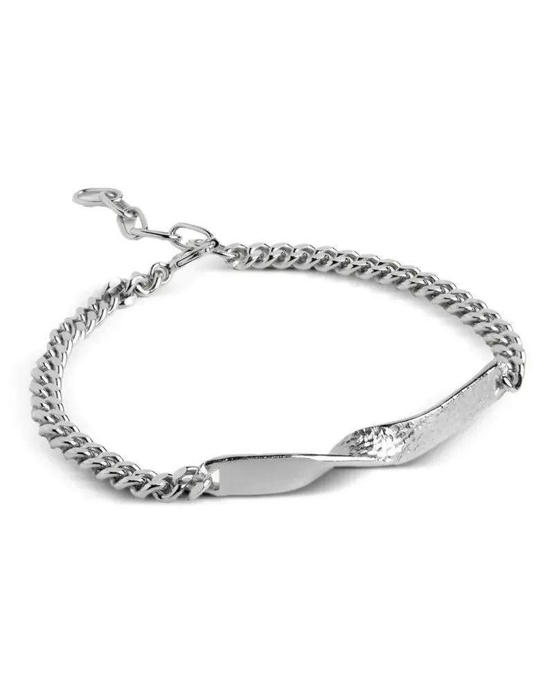 ENAMEL Copenhagen Nadia Panzerkettenarmband mit gehämmerter Platte - Silber Silber
