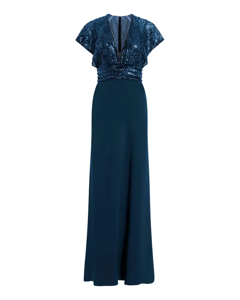 Jenny Packham Cary Paillettenkleid mit V-Ausschnitt - Blau Blau