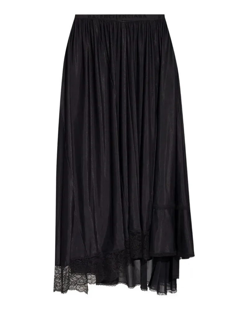 Balenciaga Midirock mit Spitzensaum - Schwarz Schwarz