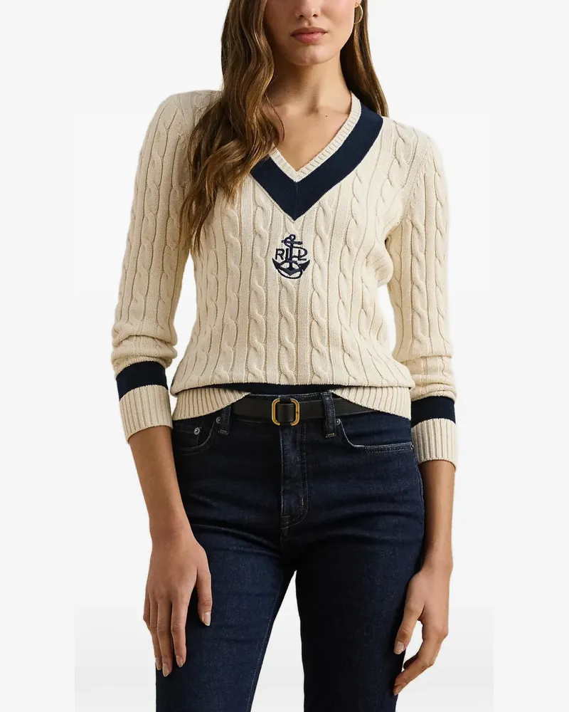 Ralph Lauren cable-knit logo-embroidered sweater - Nude Nude