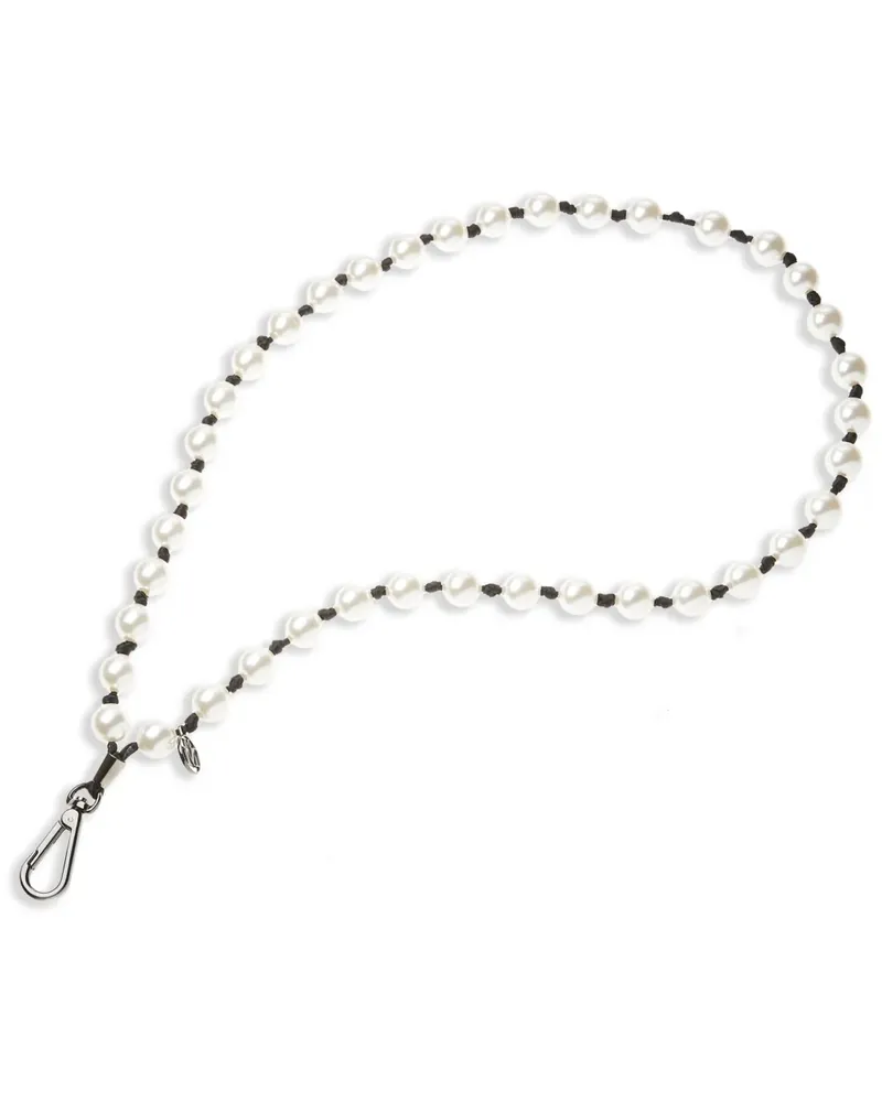 Maison Michel Taschenanhänger mit Perlendesign - Weiß Weiß