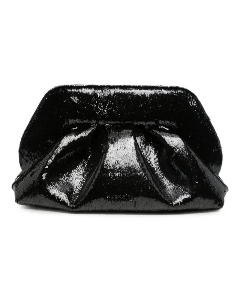 THEMOIRÈ sequin-embellished ruched clutch bag - Schwarz Schwarz