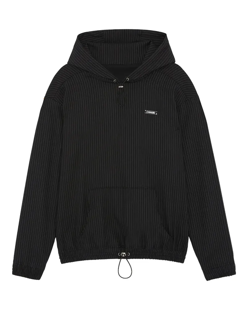 AHLUWALIA pinstripe hooded jacket - Schwarz Schwarz
