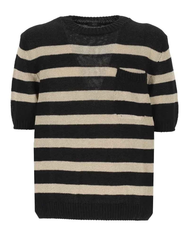 HOSIO striped short-sleeve T-shirt - Schwarz Schwarz