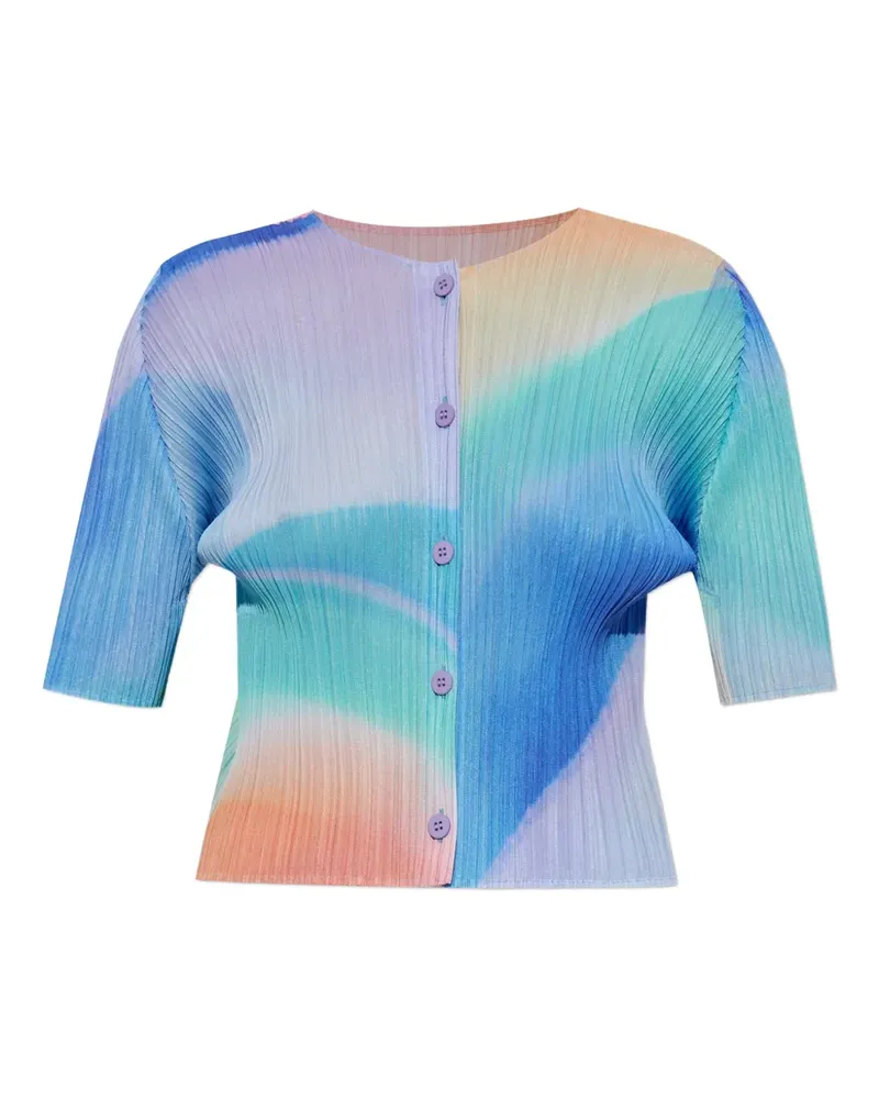 Issey Miyake pleated button-front cardigan - Blau Blau