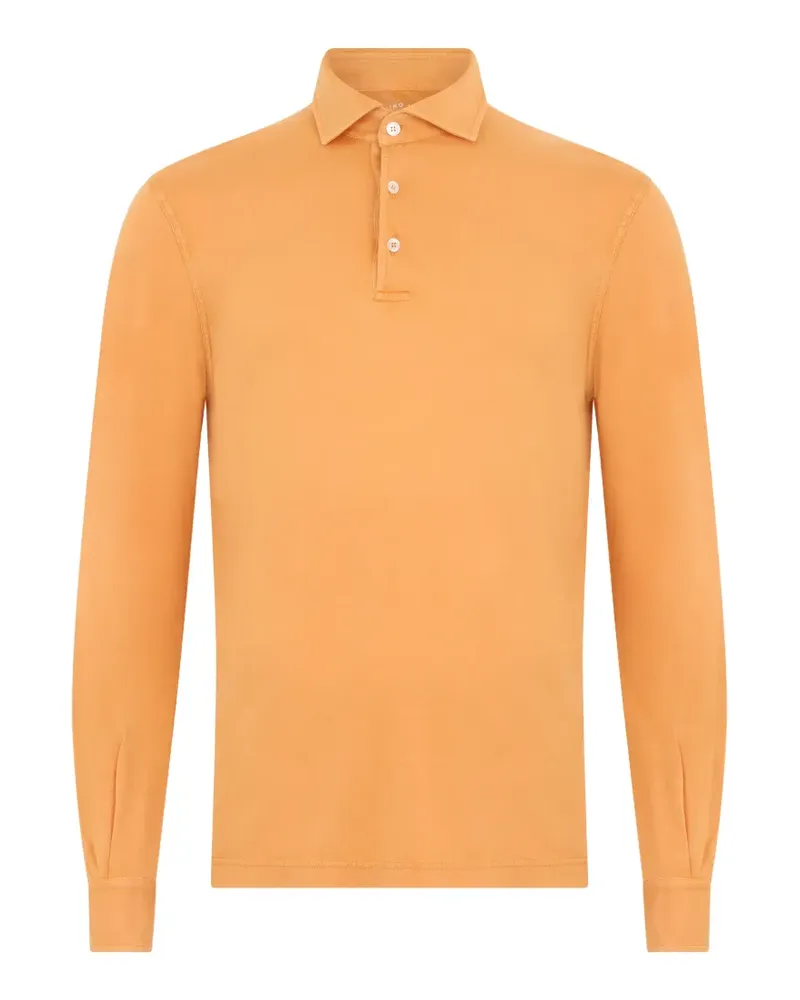 Fedeli long-sleeve button-fastening polo shirt - Orange Orange
