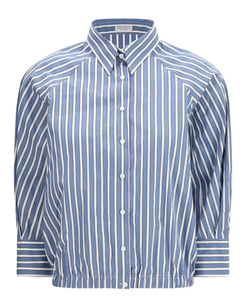 Brunello Cucinelli Shadow Stripe Popeline-Monili - Blau Blau