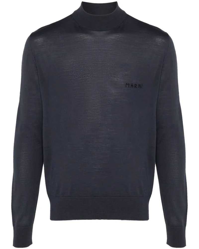 Marni logo-embroidered wool jumper - Grau Grau
