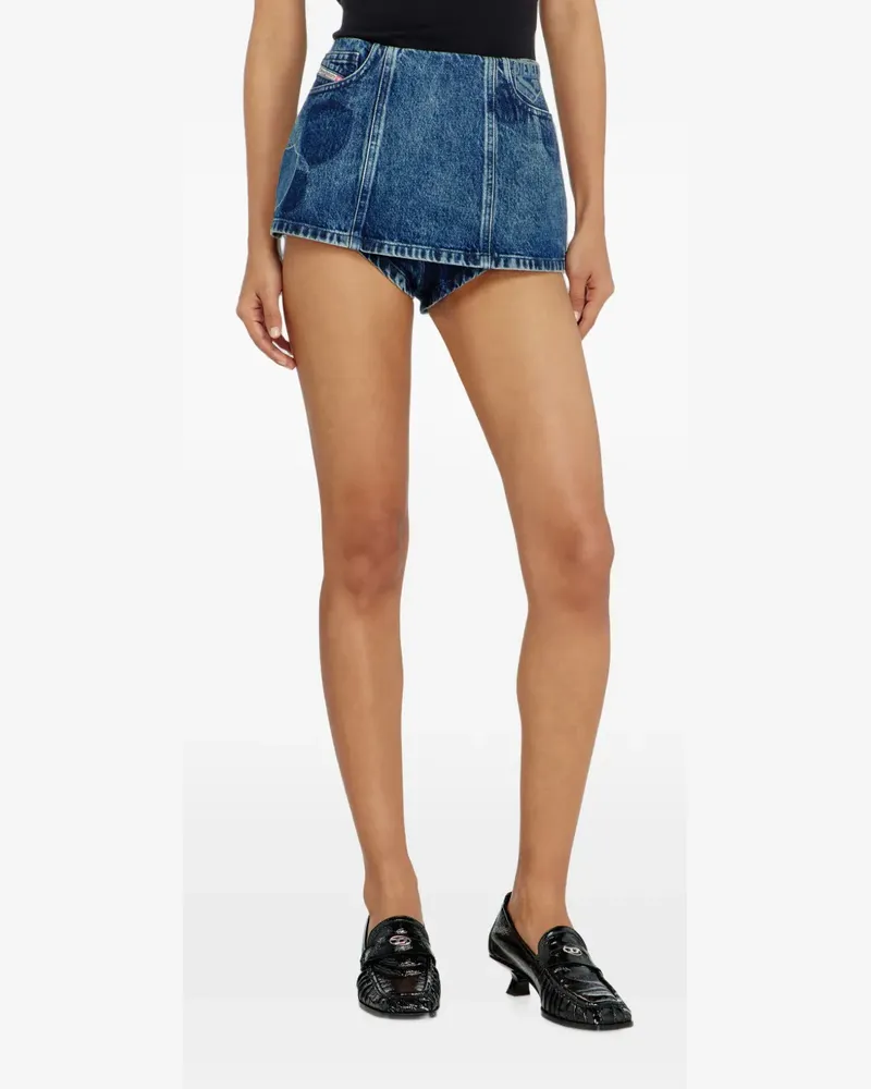 Diesel denim peplum shorts with shadow patches - Blau Blau