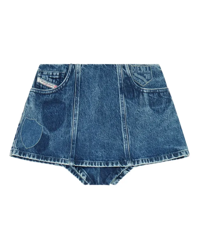 Diesel denim peplum shorts with shadow patches - Blau Blau