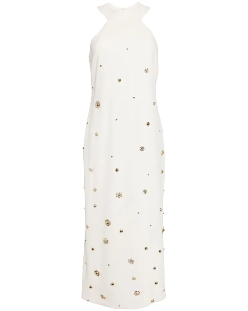 Elie Saab Gestuftes Midikleid mit Nieten - Weiß Weiß